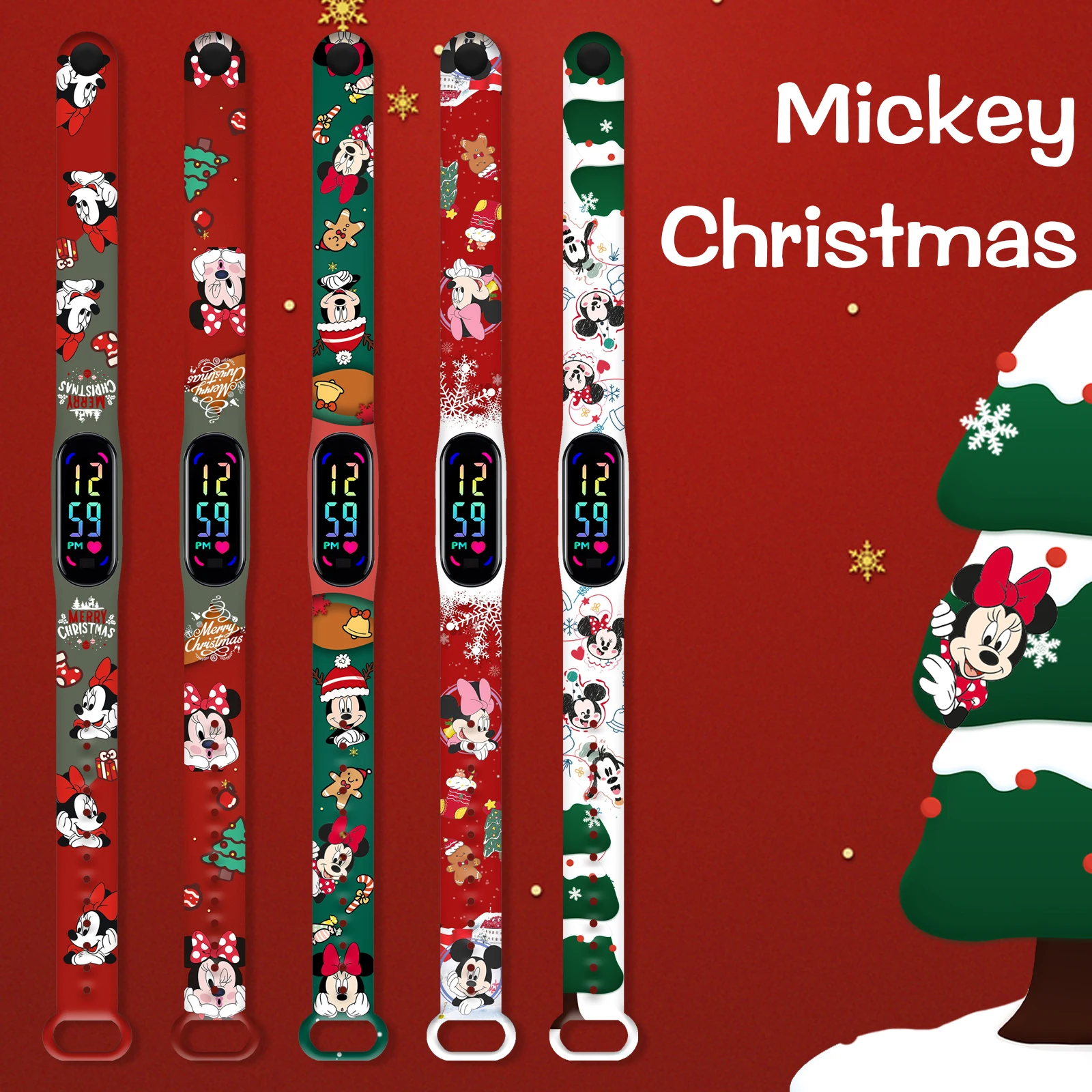 

Рождественский ремешок с принтом Disney Микки для Xiaomi mi Band 10, тонкий мягкий силиконовый сменный ремешок, ремешок для часов, аксессуары для браслетов