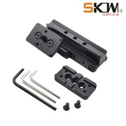 SKWGEAR AR15 Mount for ACOG VCOG with Optical Base and Adapter Plate Set with Red Dot Printing, 6061-T6 Aluminium