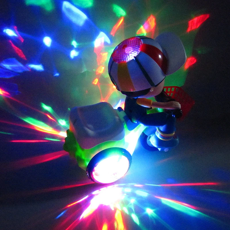 Triciclo elettrico per bambini, giocattolo, cartone animato, moto, veicolo, acrobatico, prestazioni, musica, luci luminose, regali di compleanno per bambini