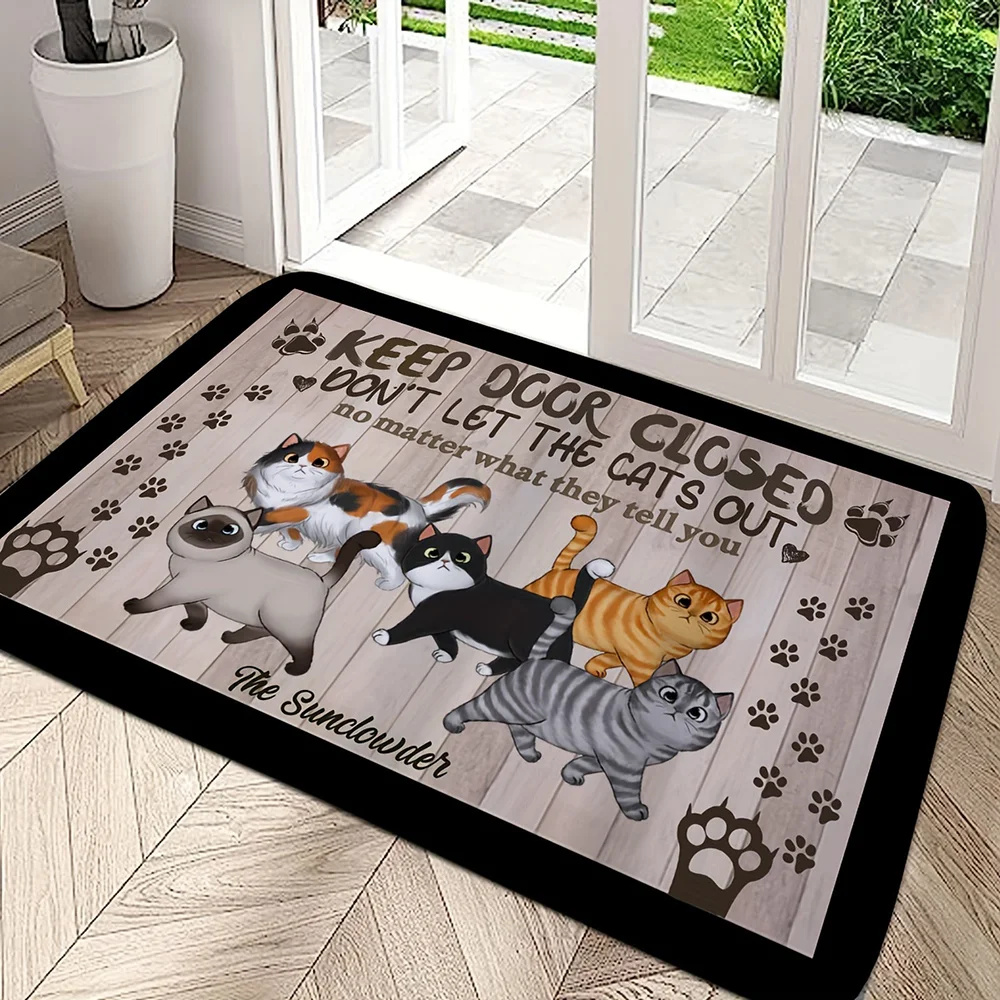 Cute Smiling Dog Group Entrance Doormat Cartoon Lovely Puppy Portrait Graphic Rug Warm Pet Themed Decor Mat Household Entryway