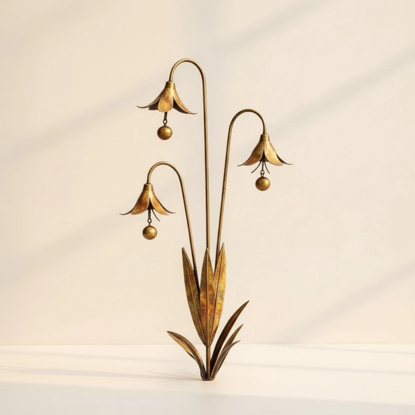 Metal Flower Stake with Bells Tall Garden Stake with Bells Yard Art Melodious Decor Weather-Resistant for Patio