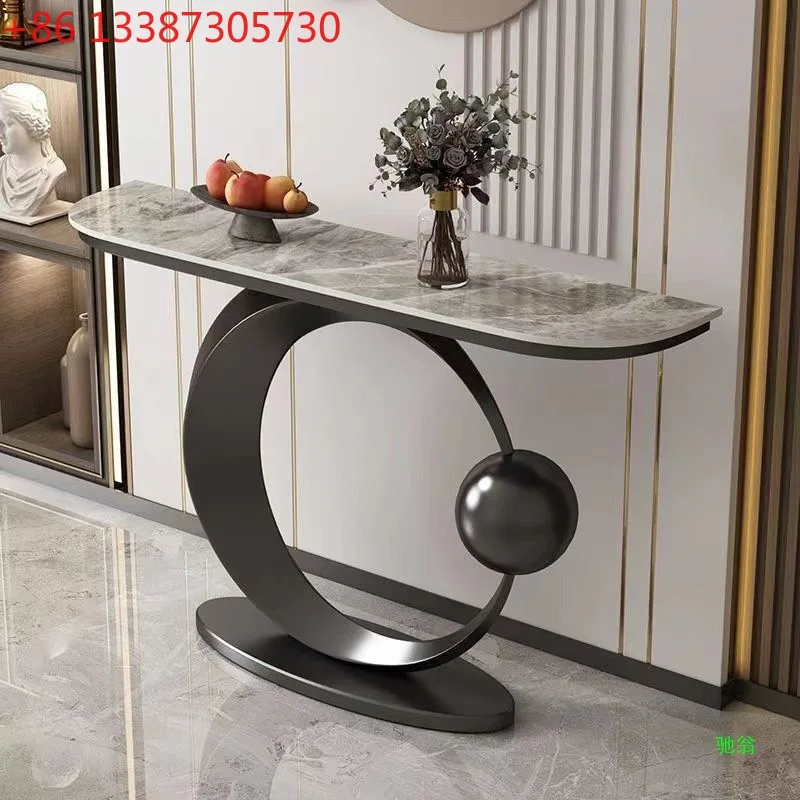 

American rock slab entrance table Light luxury entrance table against the wall New Chinese style