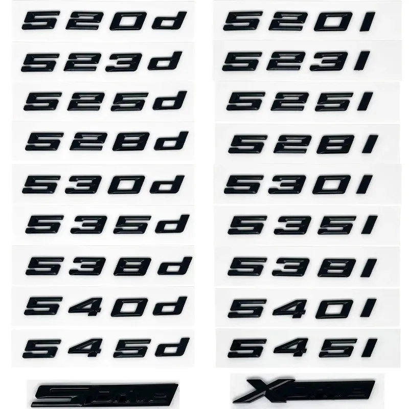 

Glossy Black 520i 523i 525d 530d 530e 535d 540d 545e ABS Emblem for BMW 5 Series E39 E60 E61 F10 F11 G30 Car Trunk Logo Sticker