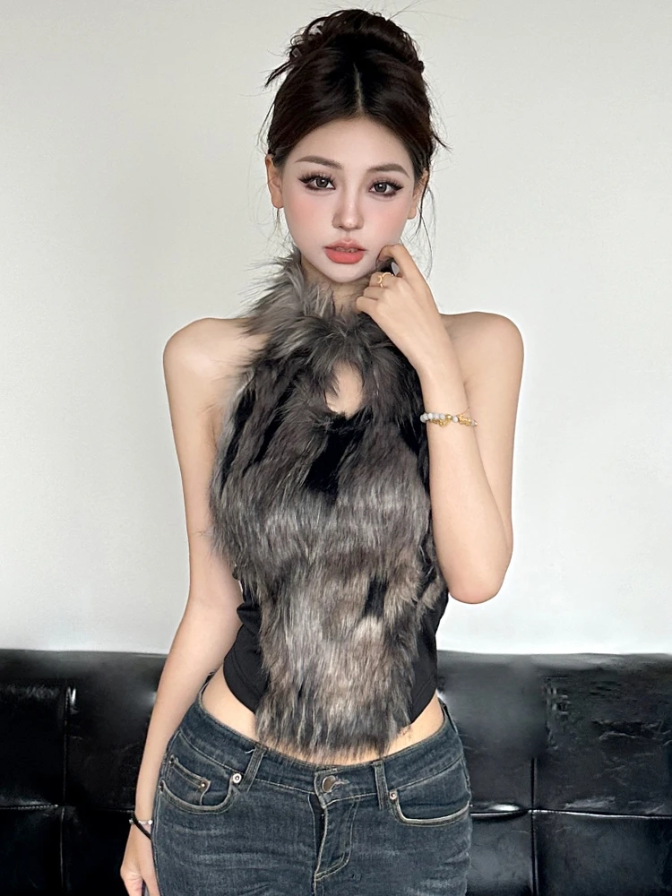 

Amyway Street Sle Сексуальный ретро лоскутный ажурный жилет Bal Svel Внутренняя одежда с меховыми деталями Dojazdy Faion Slim Fit