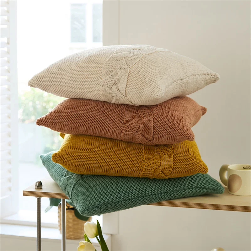 

Simple And Stylish Solid Color Knitted Soft Pillowcase Cushion Cover 45*45 Dakimakura Decorative Pillows For Sofa