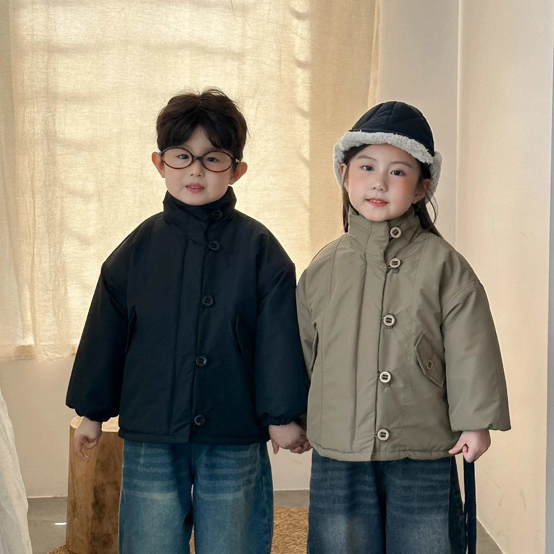 

UNITIM Teenager 3-8Y Girls Parkas Solid Color Thick Warm Kids Baby Girls Jacket Outerwear Turtleneck Toddler Girls Coat Outdoor