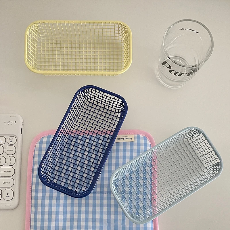 Metal Storage Basket Desktop Diversos Organizador, Make Up Sorting Holder, Papelaria caso Photocards, Office Home Supplies