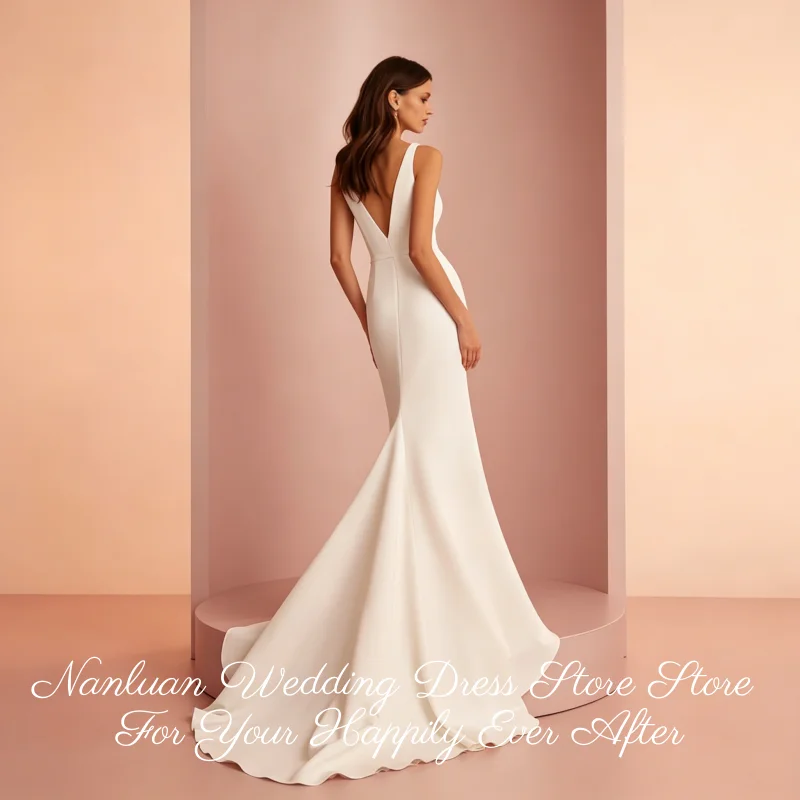 26 Styles Deep V Backless Satin Mermaid Wedding Dress 3D Floral Waist Chapel Train Vestidos de Novia Customized