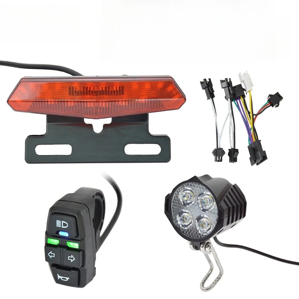 E-Bike Moped Light Kit Headlight Taillight Turn Signal Horn Switch