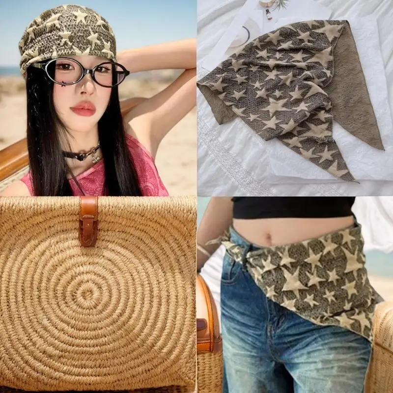 Модный треугольный шарф Y2K Subculture, модный шелковый платок, женская шляпа со звездой в стиле хип-хоп