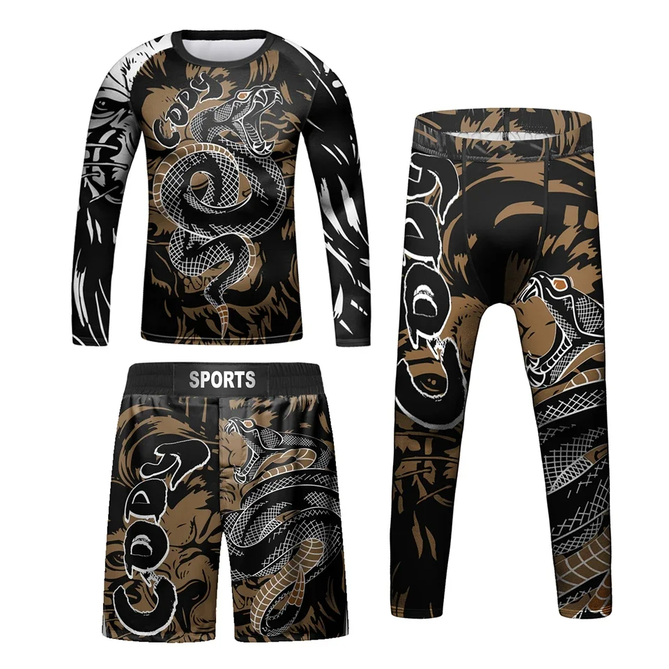 Boy Boxing Kid MMA Rashguard T-shirt+Pant Sets Bjj Jiu jitsu T-shirts Gi Kickboxing Jerseys Baby Children Muay Thai MMA Shorts