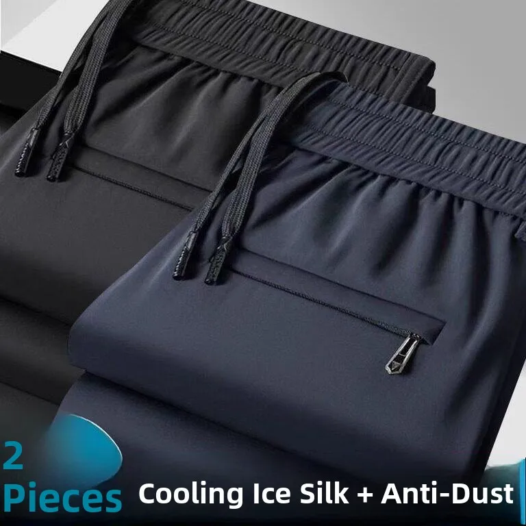 

Ice Silk Straight Leg Men's Sport Pants Summer Cool Feeling Construction Worker Durable Wear Resistant Casual Trousers