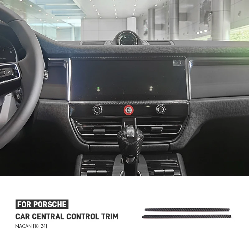

Real Dry Carbon Fiber Car Central Control Navigation Screen Decoration Strip GPS Panel Trim Sticker For Porsche Macan 2018-2024