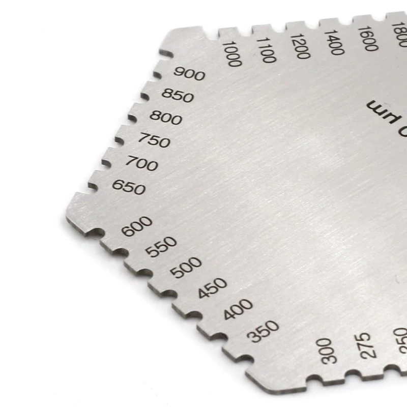 Độ Chính Xác Cao Thép Không Gỉ Lục Giác Màng Ướt Lược Công Nghiệp 25-3000um Sơn Ướt Máy Đo Độ Dày Màng Với Quy Mô Trang Sức Giọt