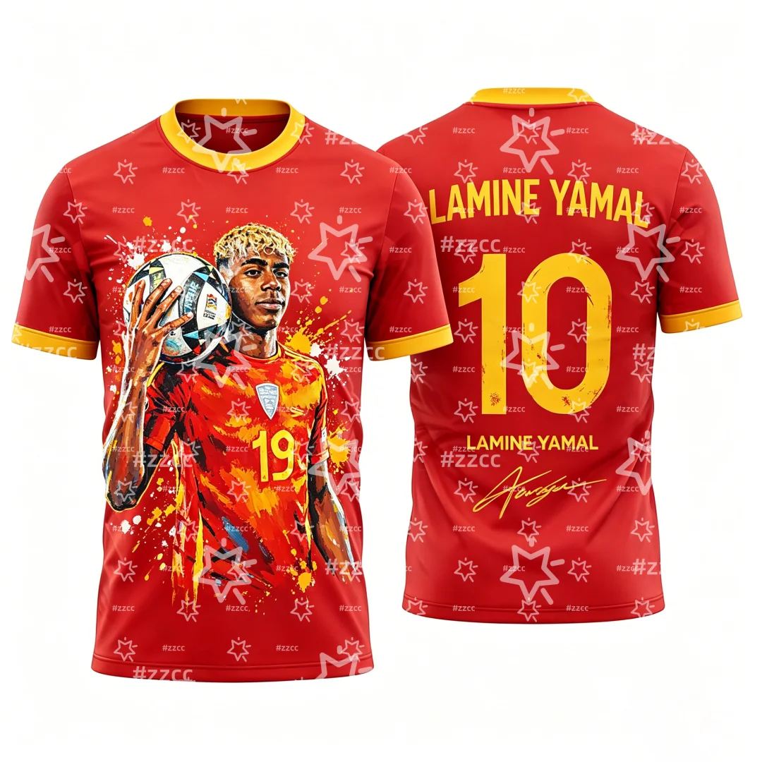 2026 Yamal Spanien Team Fußballtrikot Spiel- & Trainingsset Sommer Sport Herren T-Shirt Kinderbekleidung Tee Y2k Damen – Detail 3