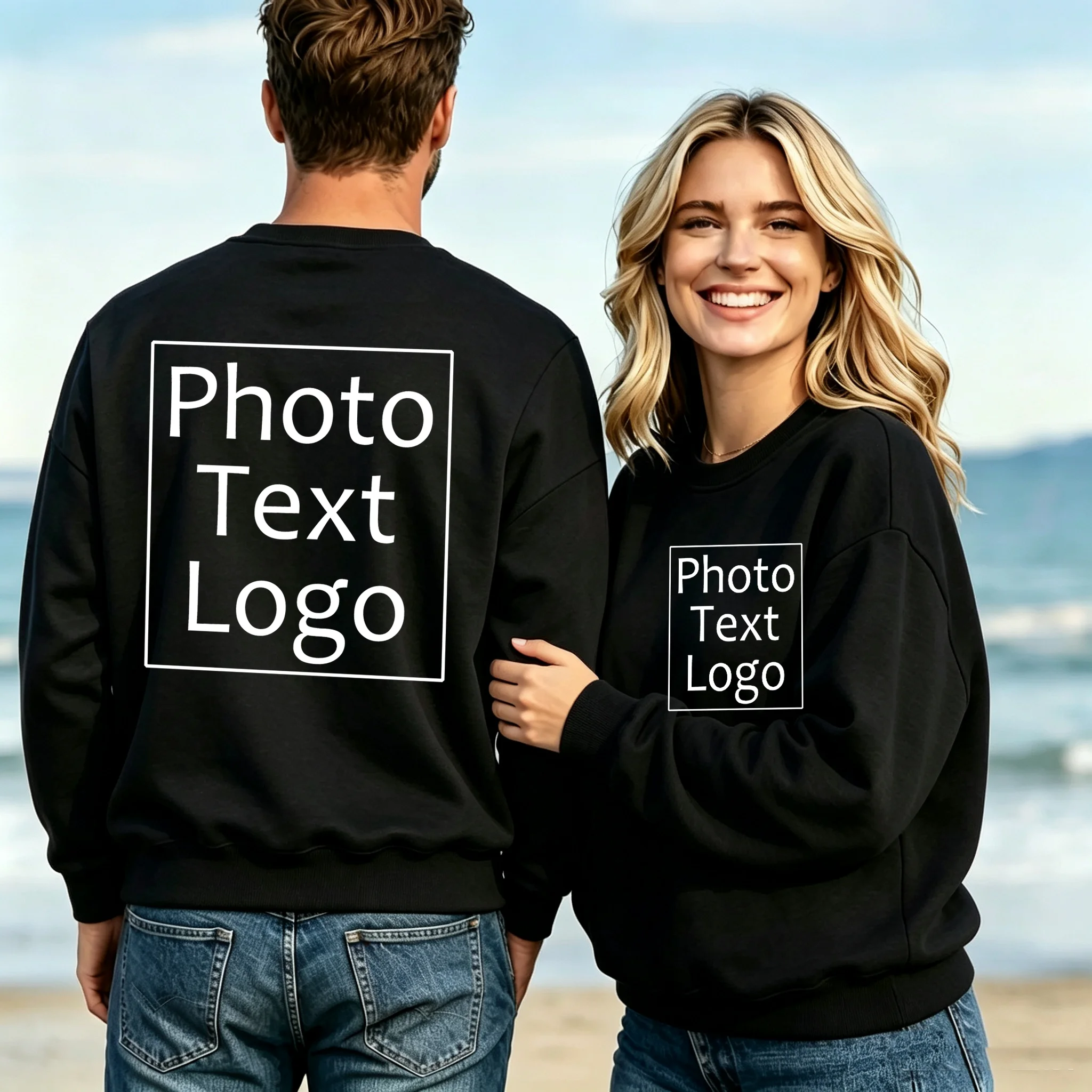 Autumn Sweatshirts Customized Print Personalized Female Casual Loose O-Neck Pullover Sport Team All-Match Top Couple Streetwear