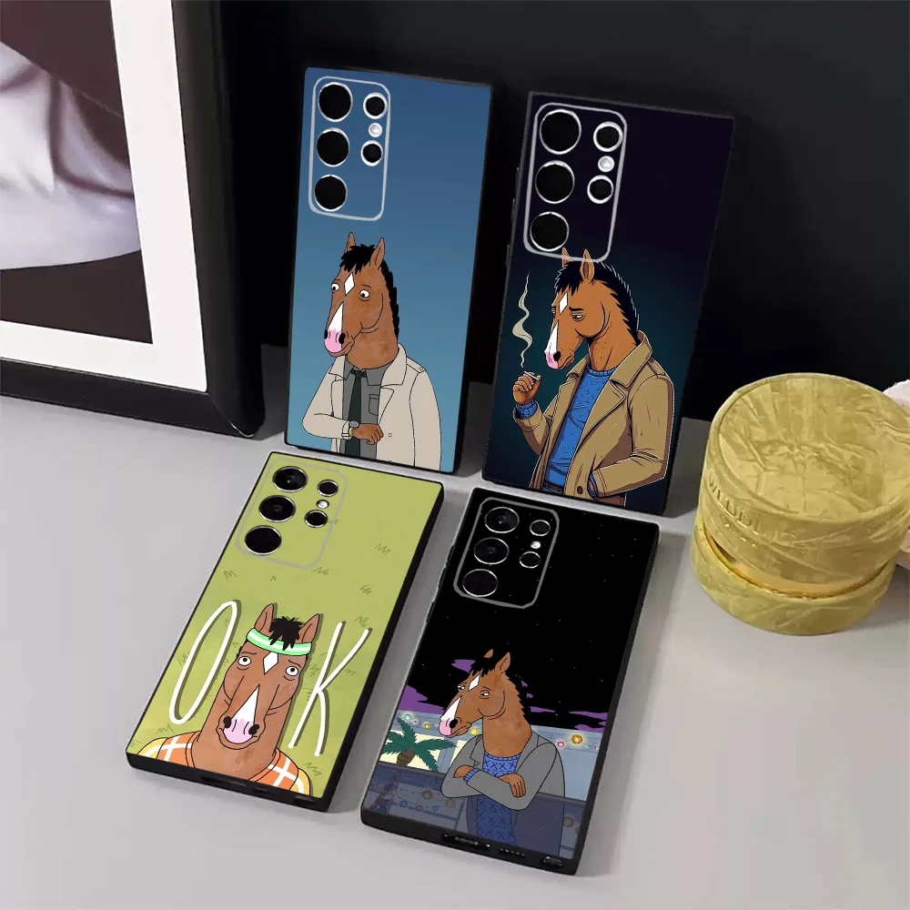 

B-Bojack cartoon H-Horseman funny Phone Case For Samsung S24,23,22,30,21,10,9,Ultra,Plus,Lite,FE,5G Black Soft Case