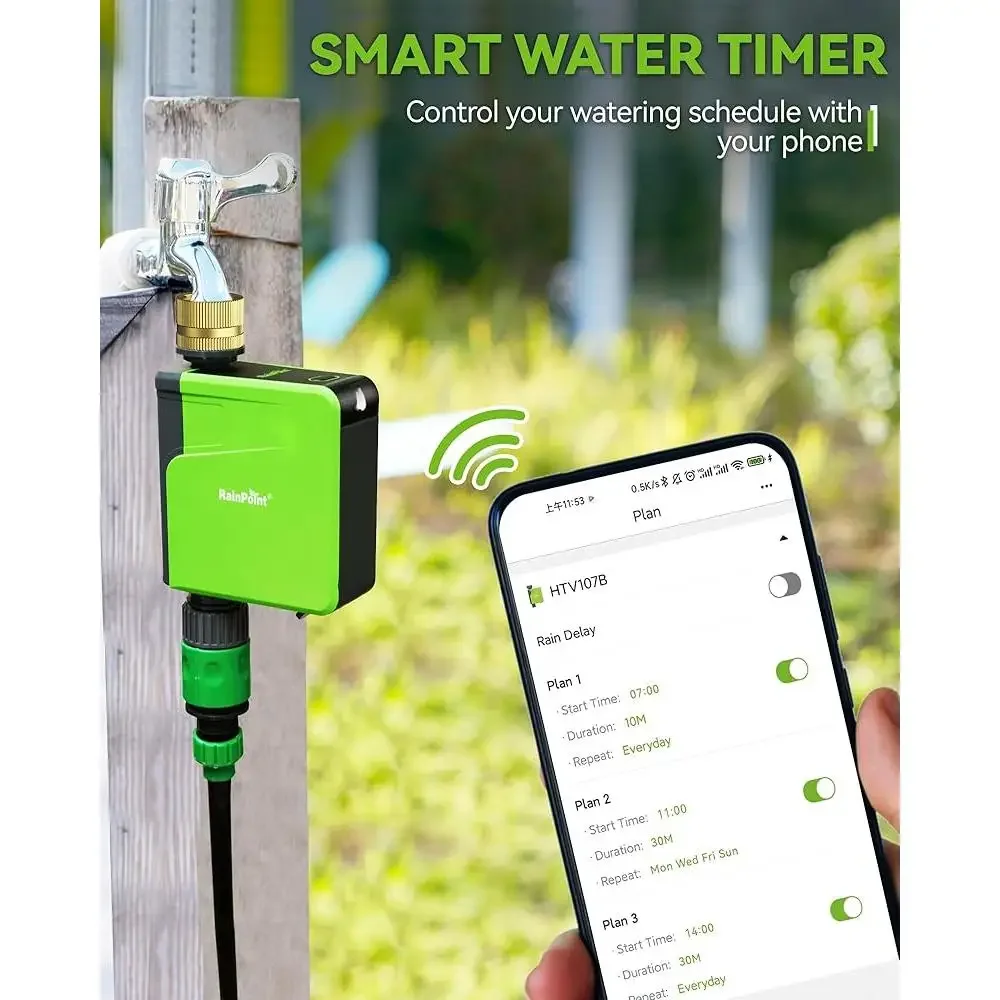 Timer per tubo flessibile WiFi intelligente Timer automatico per irrigatore con APP Controllo vocale Programma di irrigazione remoto Regolazione meteorologica Giardino