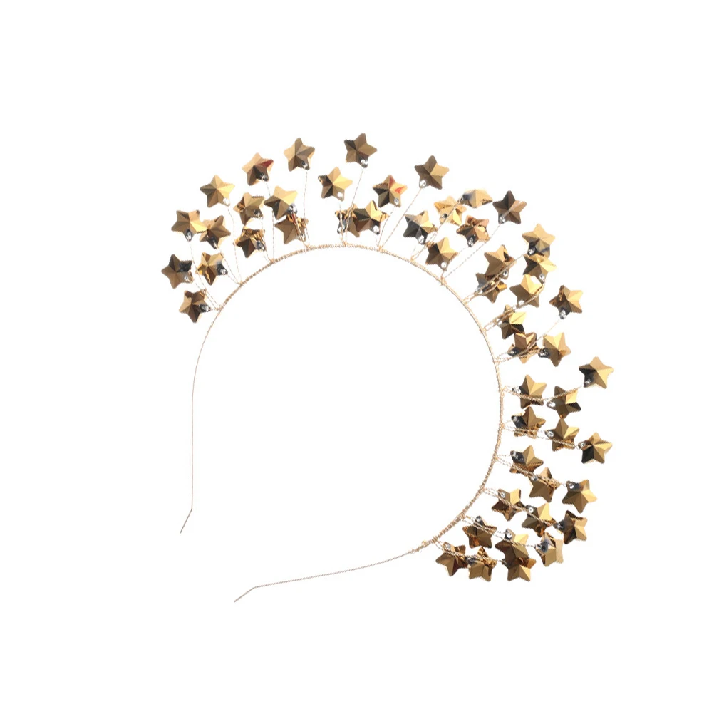 

Plastic Crown Headb Women Bridal Star Tiara Headdress Wedding Party Accessories Shiny Decorations Durability Comfortable Long