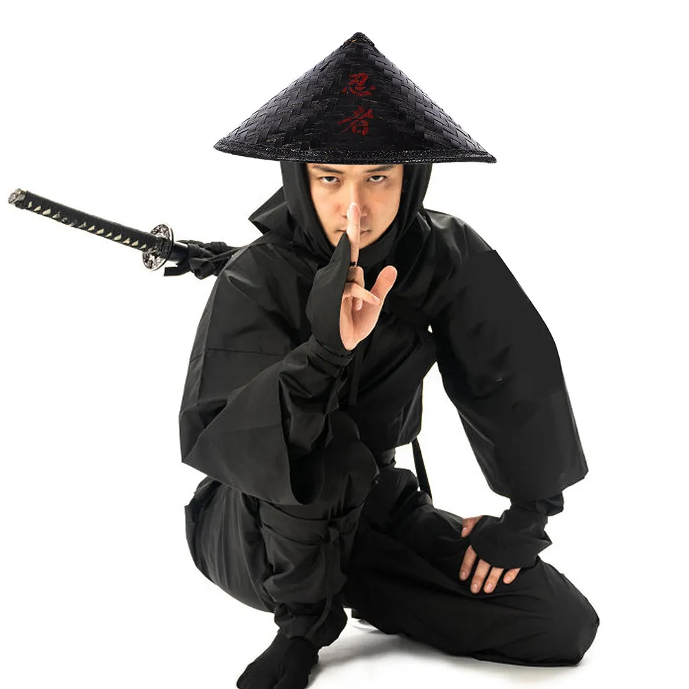 

2Pcs Bamboo Woven Hats Elegant Oriental Cosplay Party Hat Bamboo Sun Cone Hats Performance Sun Hat Home Supplies