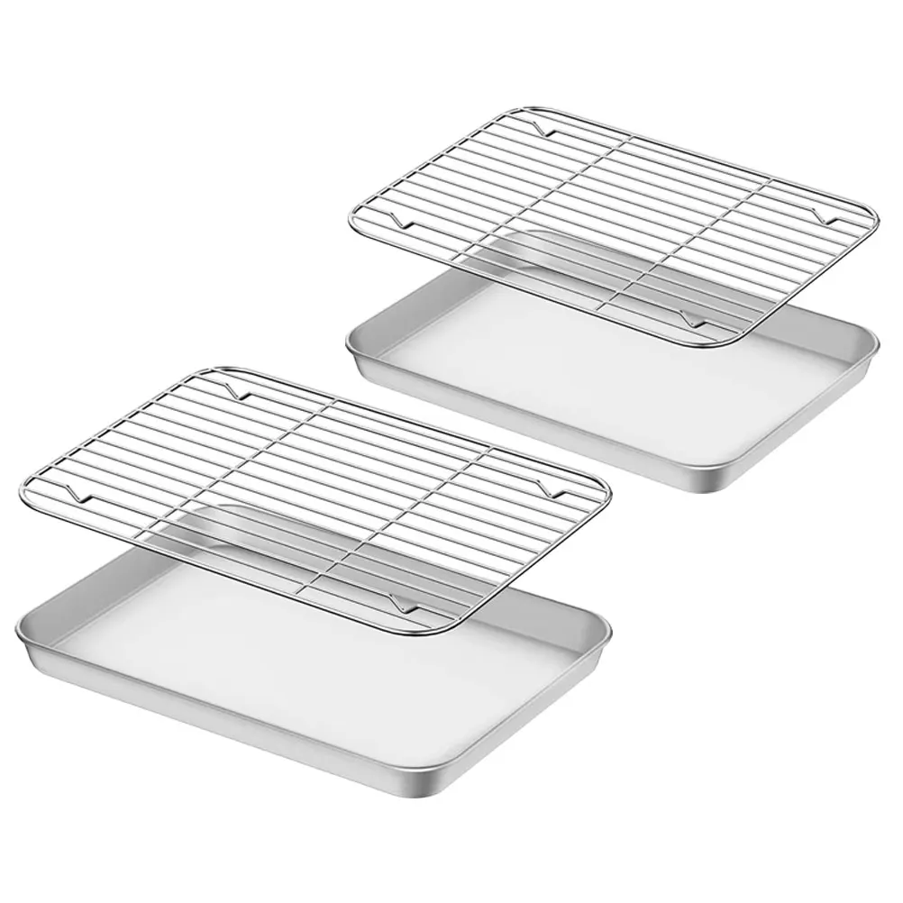 

2 set Pan Cooling Set Stainless Steel Tray For Oven Sheet With Rack Baking Tray Rack Set Kitchen Baking Tools