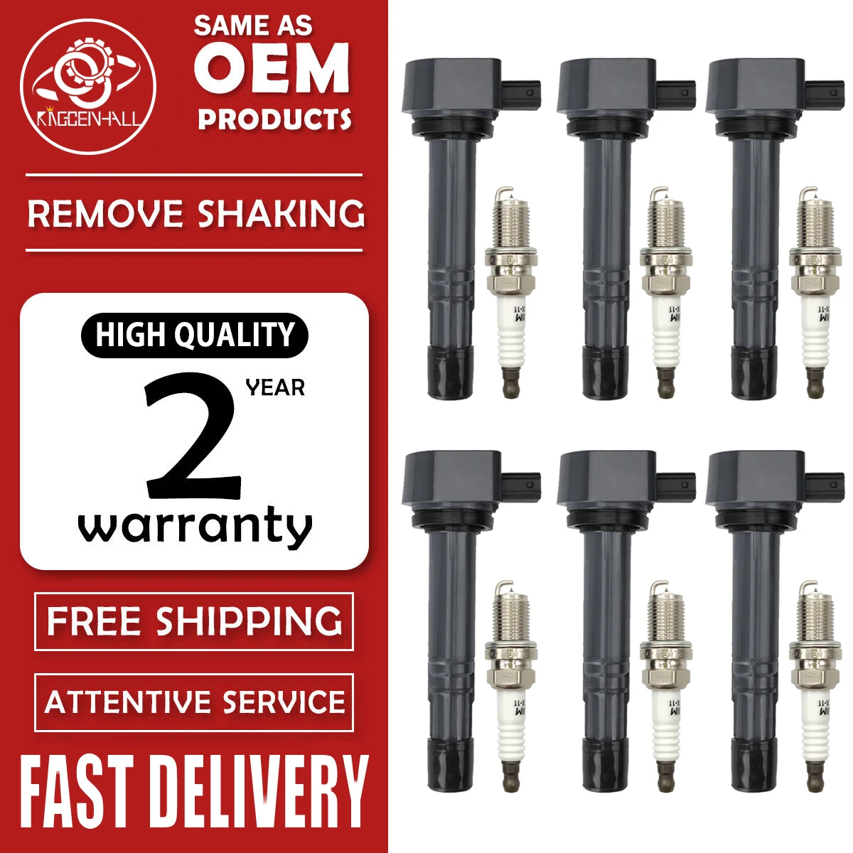 6Pcs Ignition Coil+Spark Plug UF400 for Honda Accord Odyssey Acura CL TL Civic Stream 3.0L 30520P8EA01,30520P8FA01,30520RCAA02