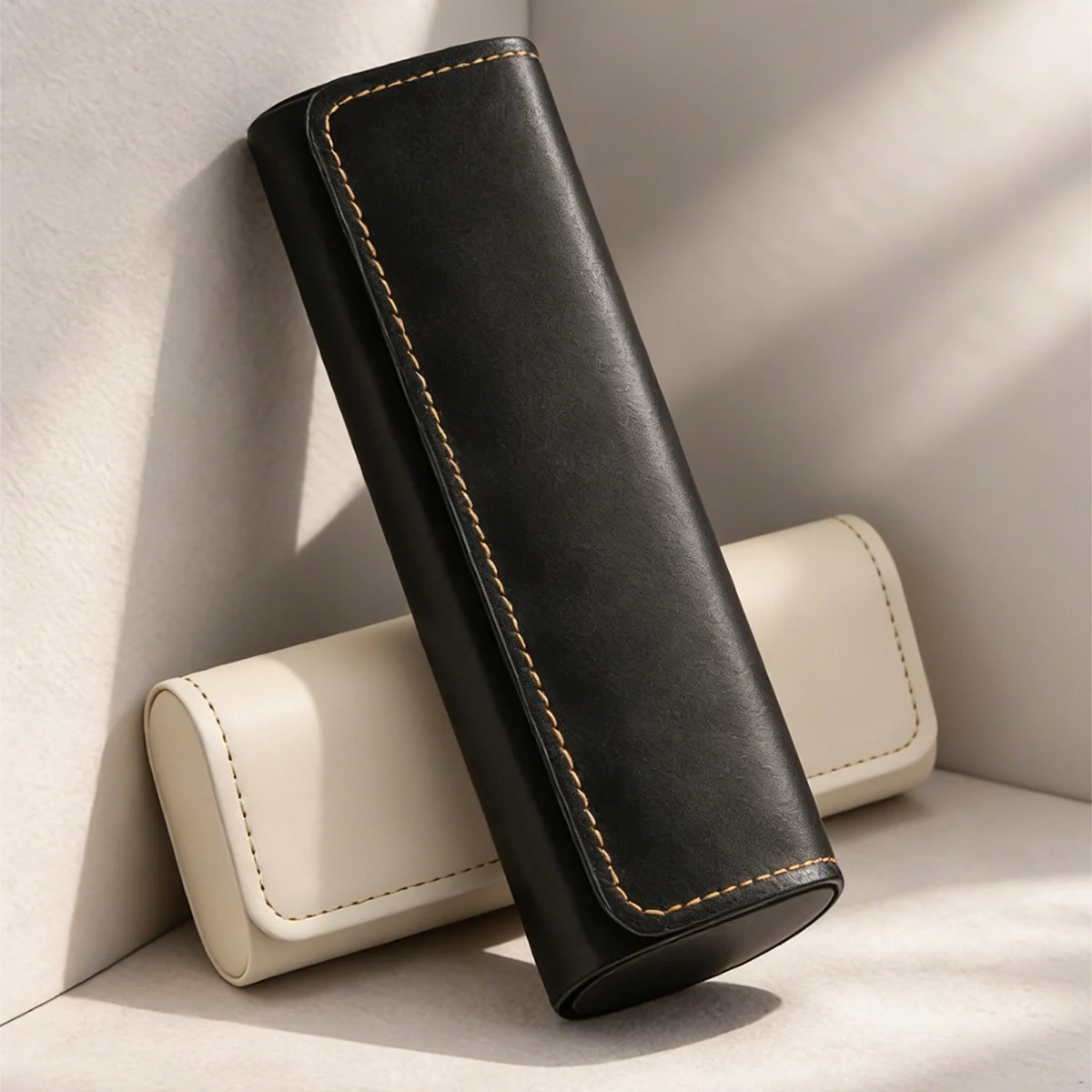 1pc PU Leather Hard Shell Sunglasses Case Portable Eyeglass Case with Snap Closure for Men Women Travel Eyewear Accessories