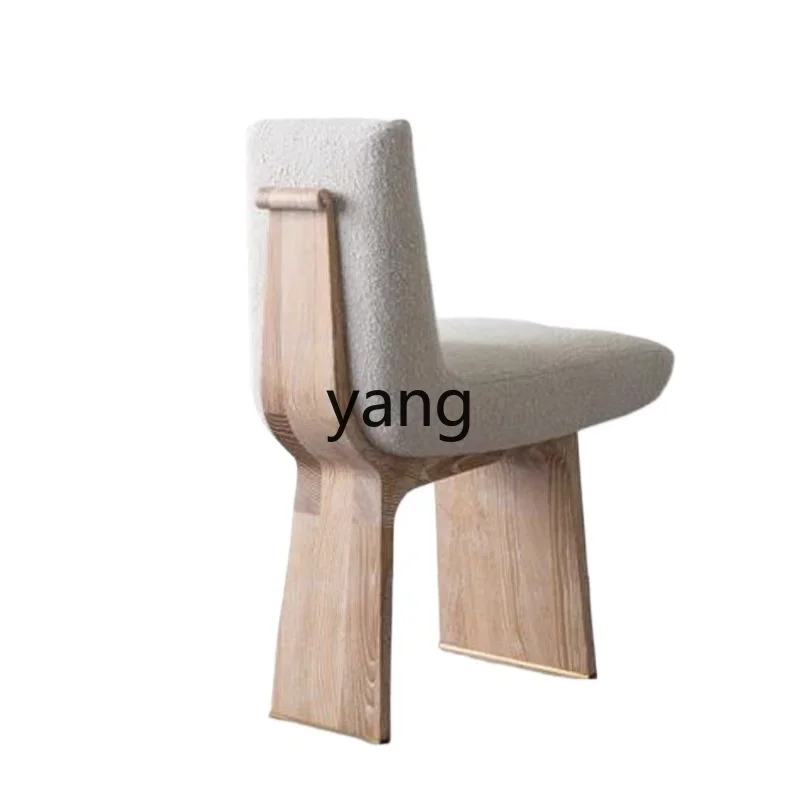 XYY solid wood dining chair designer lamb wool creative retro light luxury comfortable back chair