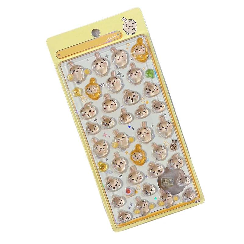 Schattige Cartoon Chiikawa 3D reliëf stickers Kawaii Seal Puff DIY decal sticker voor scrapbook laptop telefoonhoesje kristallen stickers