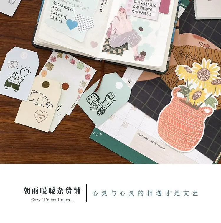 Chaoyu Koreanischer Ins-Style Journal-Materialien-Set, Hochwertiges Salz-Stil Charaktermuster-Sticker-Materialpapier, Ita Bag DIY-Materialien – Detail 14