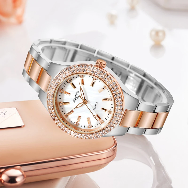 Crystal Diamond Women Wrist Watch For Female Clock relogio feminino 2023 Golden Bracelet Ladies Wrist Watches Rose Gold Watch