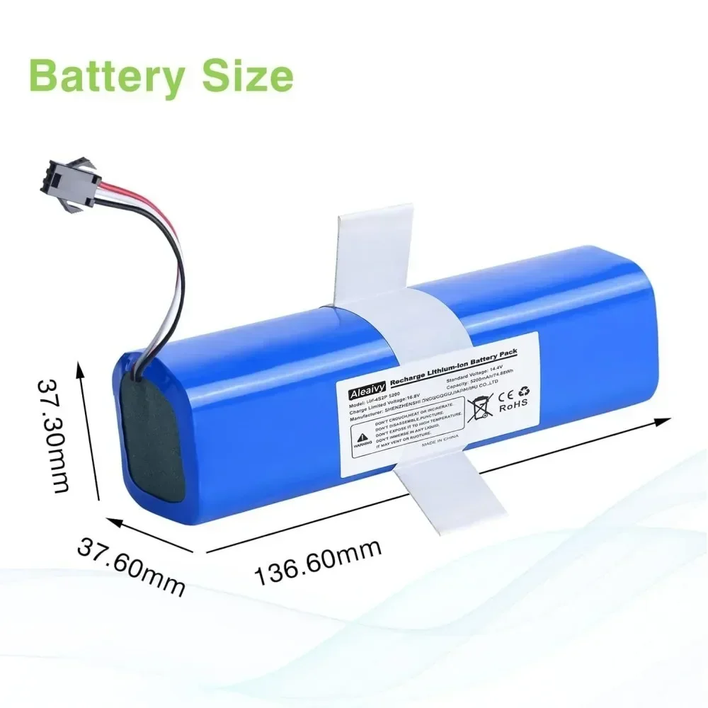 14.4v 6800mah para xiaomi lydsto r1 acessórios bateria de lítio recarregável é adequado para reparo e substituição