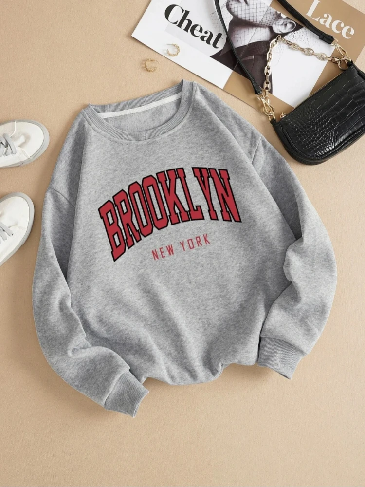 Harajuku Hoodie Womens Brooklyn New Work Printed Hoodies Women Colorful Clothes Basic Trend Hooded Tops
