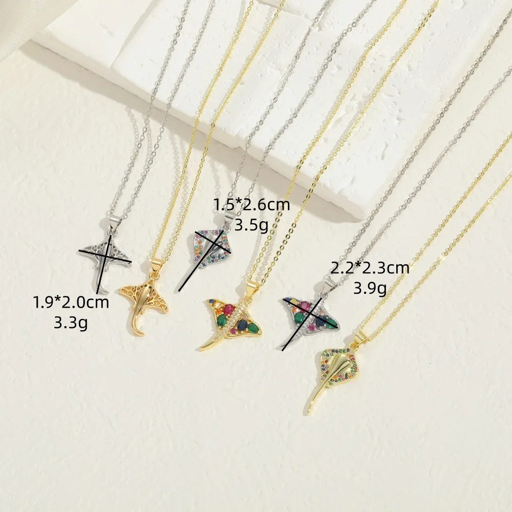 New fashion devil fish shape 14k inlaid with colored zircon pendant collarbone chain necklace women
