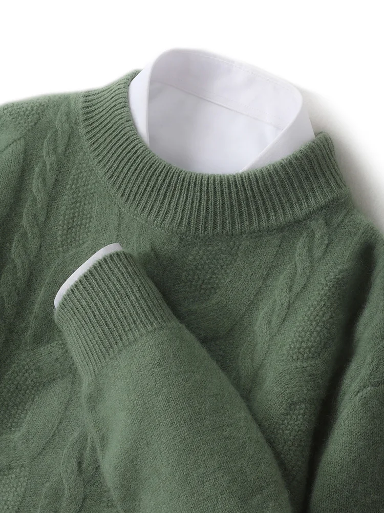 

Зимний утепленный мужской свитер из 100% чистой шерсти, свободный крой, базовый слой, с высоким воротником, повседневный деловой стиль