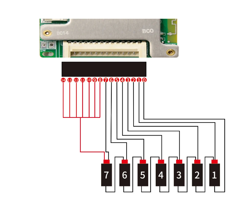 JiaBaiDa Automized Identify 7s-14s 7S 8S 9S 10S 11S 12S 13S 14S 20A 30A LFP NMC Smart BMS 24V 36V 48V Battery Management System