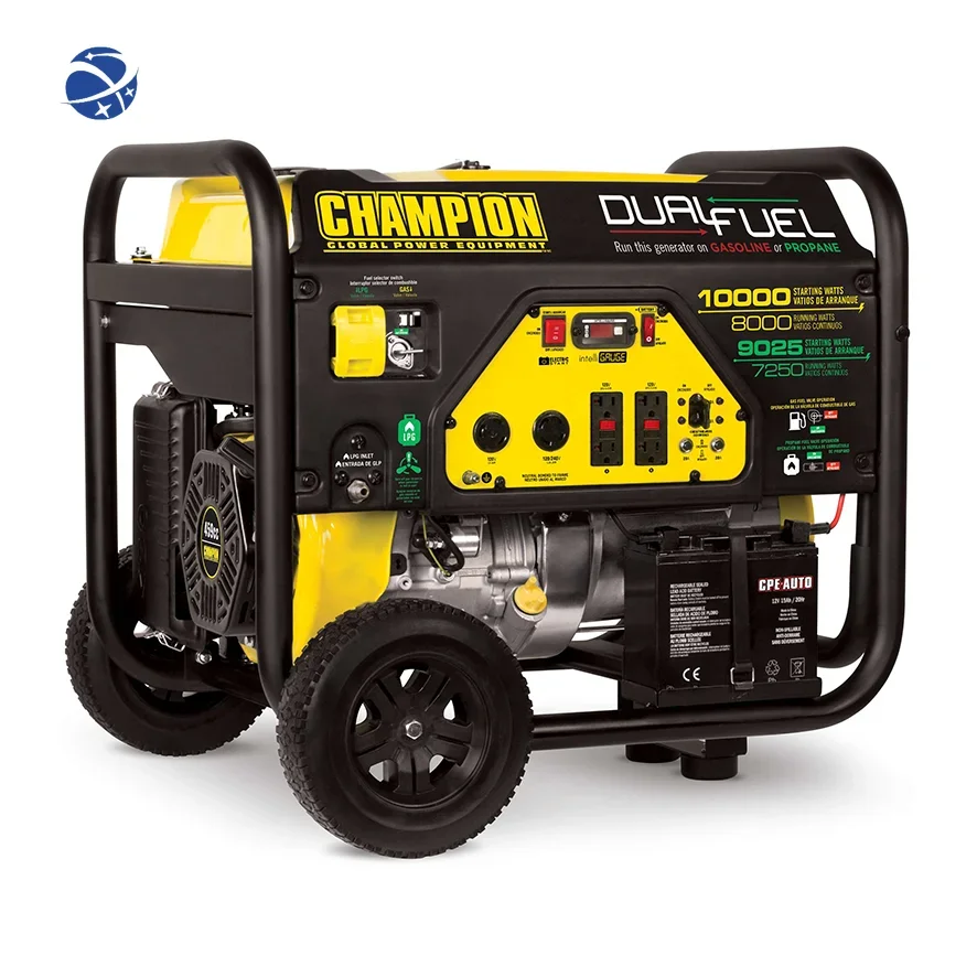 

YUNYI Champion Wholesale 8kw Single Phase LPG Gasoline Dual Fuel Electric Home Use Mini Portable Open Frame Generators