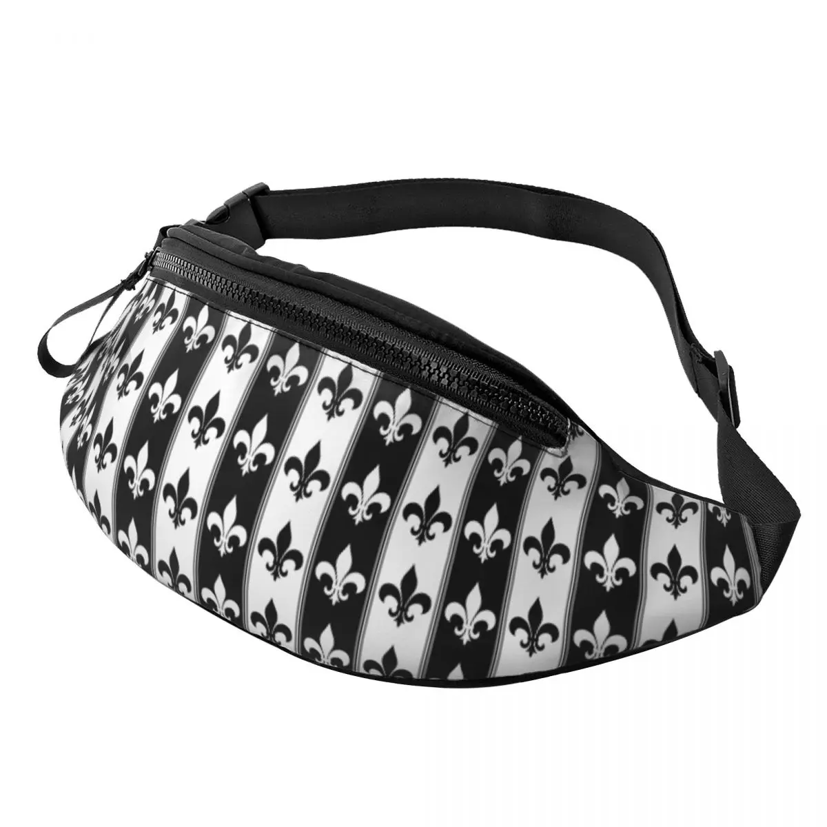Custom Lily Flower Fleur De Lis Fanny Pack Women Men Crossbody Waist Bag for Running Phone Money Pouch