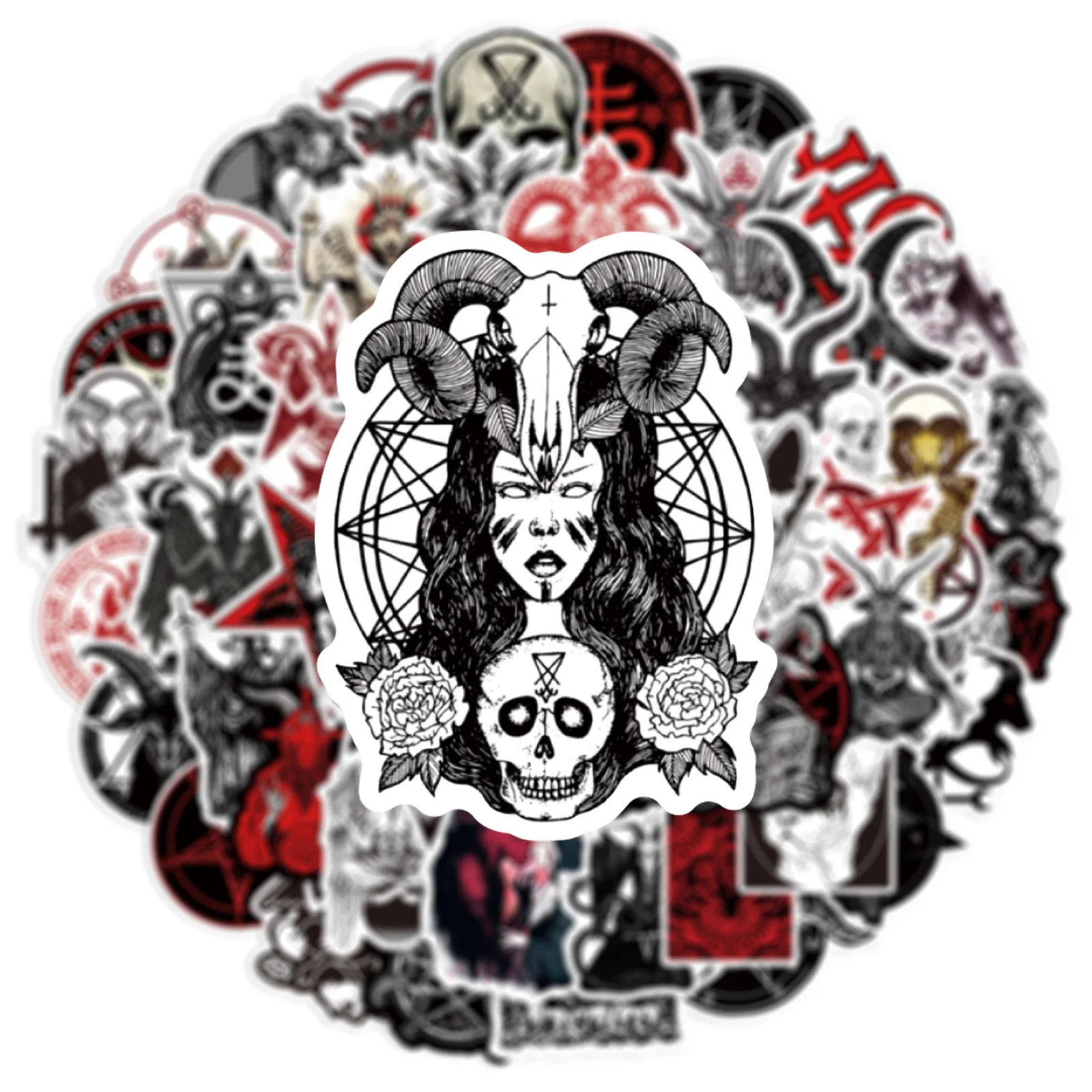 10/30/50Pcs Satan Totem Gothic Graffiti Stickers Cool for Skateboard Laptop Scrapbook Car Motorcycle Helmet Stickers Waterproof