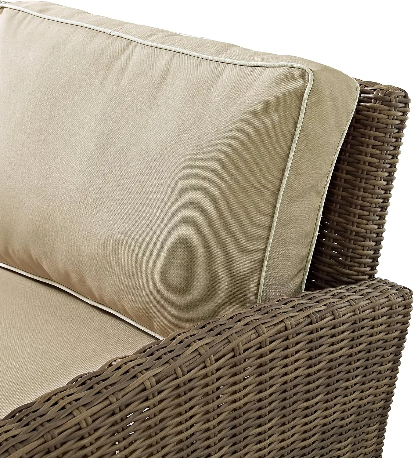 Crosley Furniture Bradenton Outdoor Woven lovesat dengan bantal-pasir