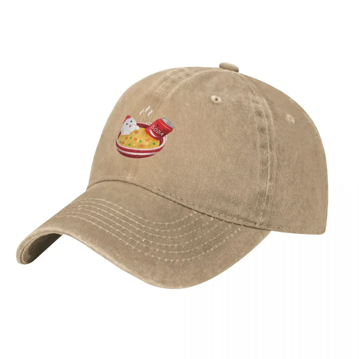 

love Chicken noodle soup with a soda on the side illustration Baseball Cap Icon custom caps Luxury Hat Man Women's