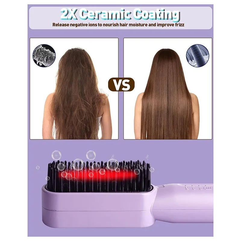 

ABUD-многофункциональная беспроводная щетка-выпрямитель для волос 3-в-1 — турмалиновый ионный дизайн для быстрой укладки