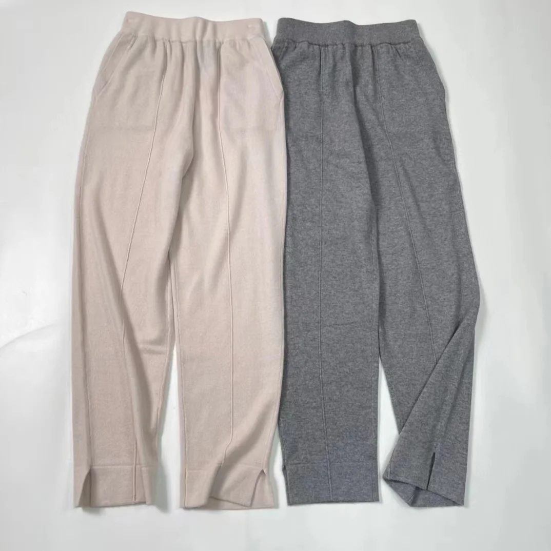 Casual Style Knitted Pants, 100% Cashmere, High Quality