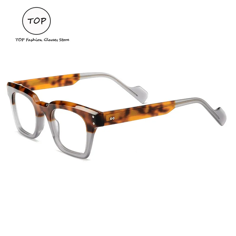 Popular Willow Nail Thick Frame Square Personality Tortoiseshell Color Senior Texture Plate for Men and Women Spectacles Frame