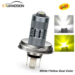 AC12-36V DC12-80V Dual Color Motorcycle Headlight Led Lights P45T R2 High Low Beam White+Yellow Moto Bulbs Accessories Fog Lamp