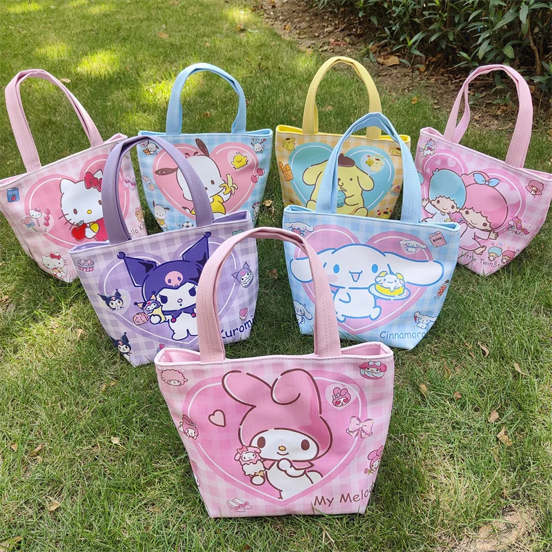 MINISO Disney Sanrio Cartoon Handbag Cute Anime Crossbody Bag Melody Kuromi Cinnamoroll Hello Kitty PU Shoulder Bag Girl Gift