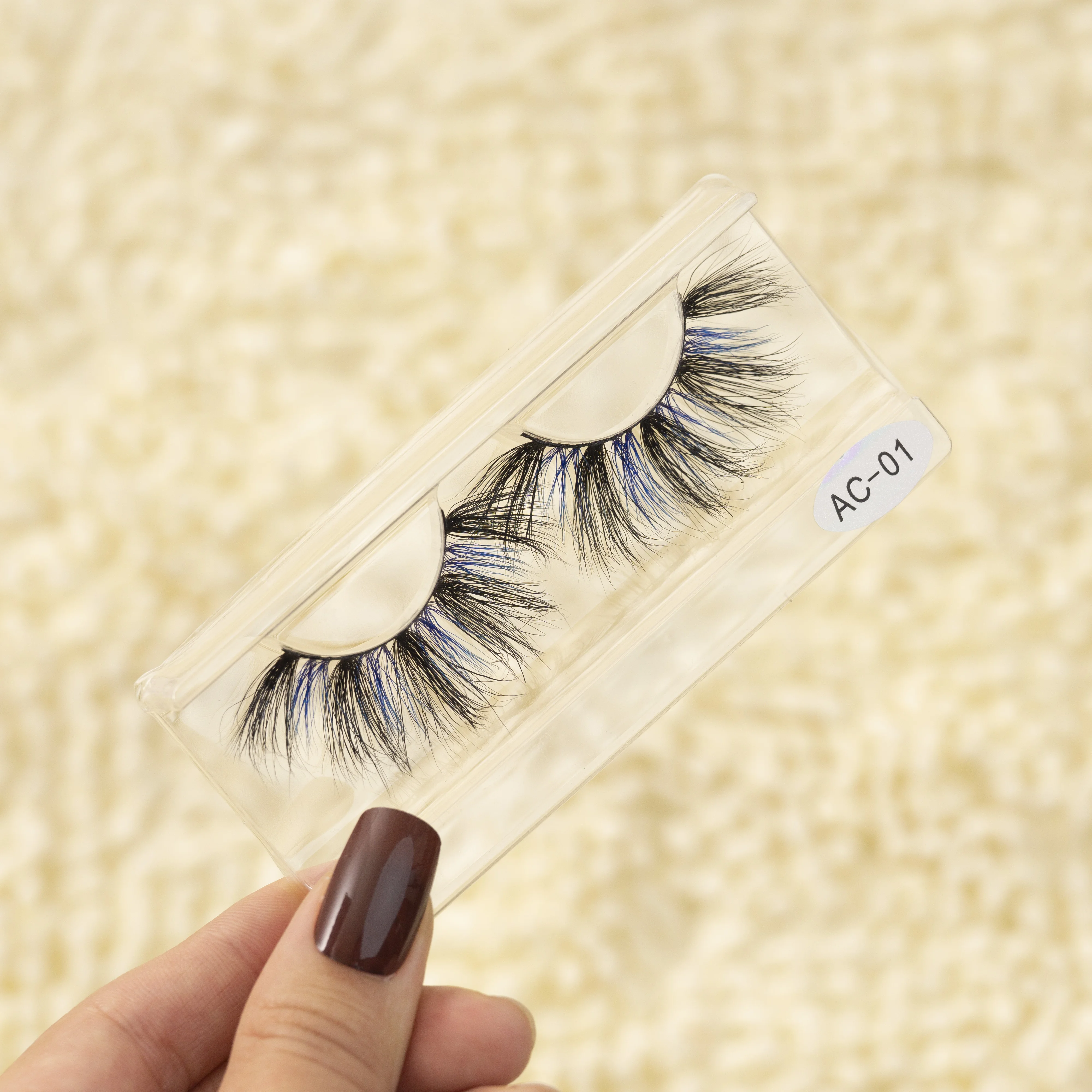 Colored False Eyelashes Extension Free Shipping Private Label Fake Lashes 25mm 3D Real Mink false Eyelashes Ready for Ship