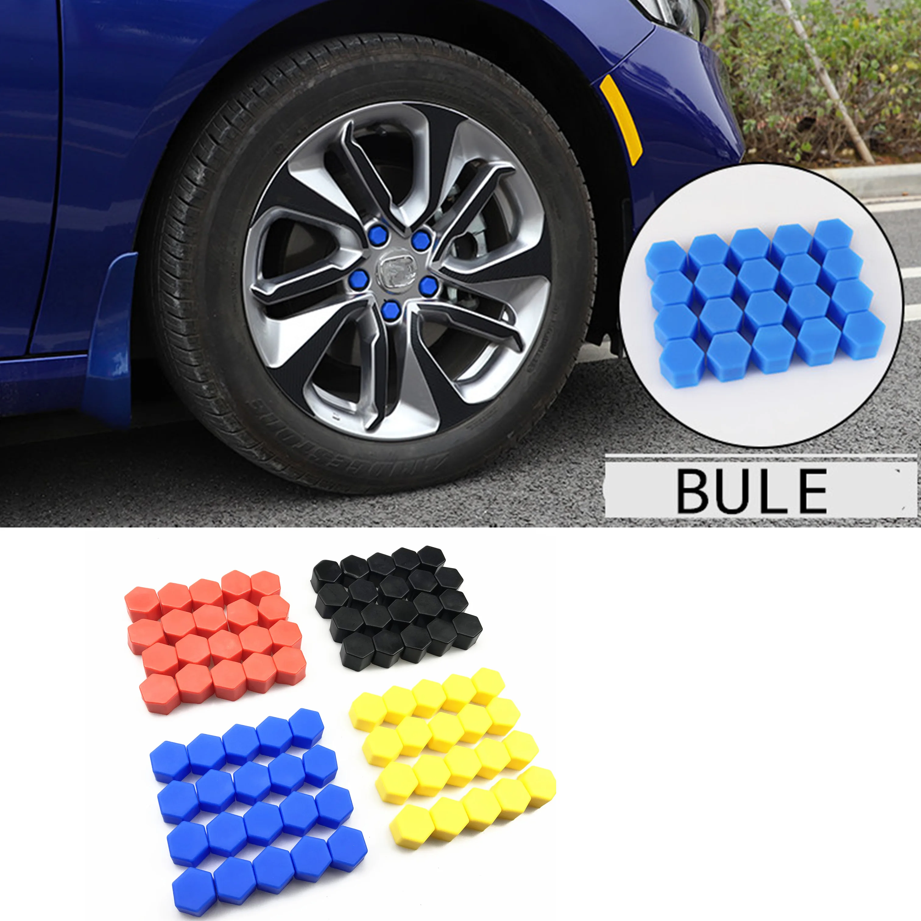 20pcs 21mm 19mm 17mm Black Car Wheel Caps Bolts Covers Nuts Silicone Auto Wheel Hub Protectors Screw Cap styling Anti Rust Cover