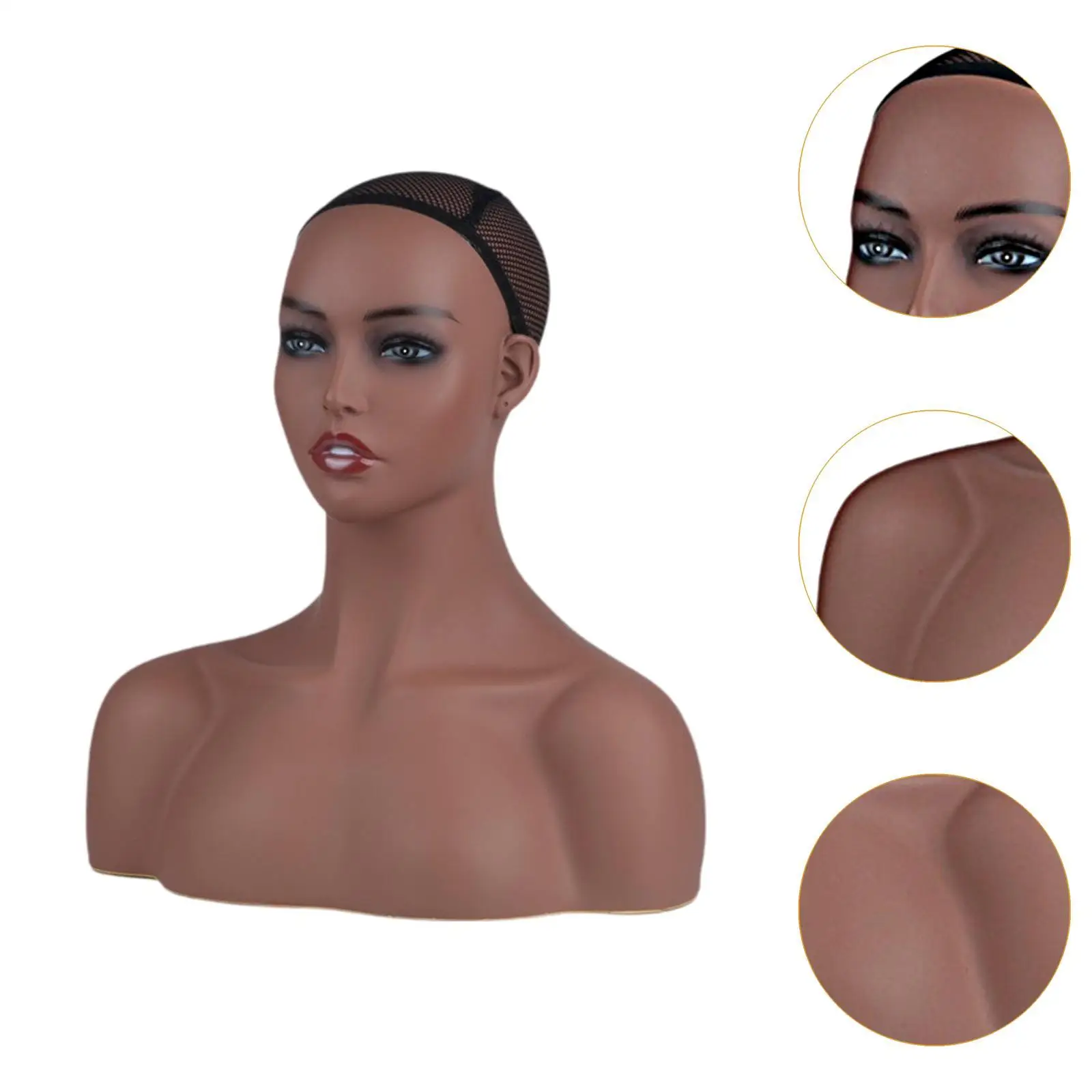 Manekin kepala Wig perempuan, realistis Display berdiri dengan Makeup profesional pemegang Wig Bust Wig berdiri untuk tampilan Wig