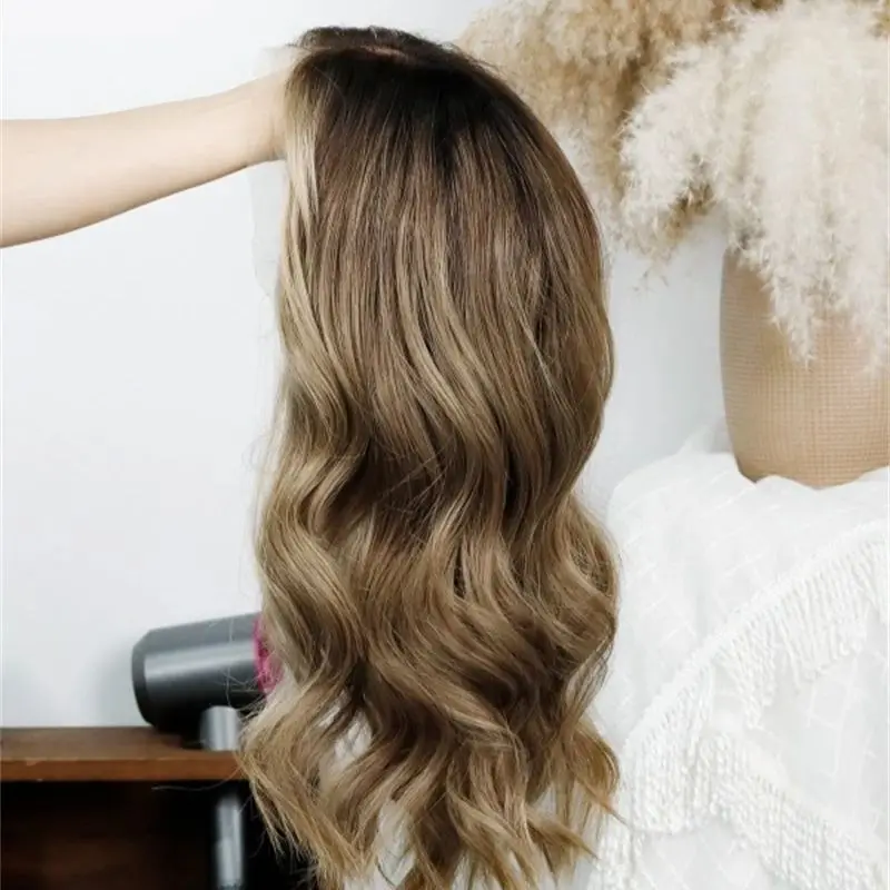 Ombre Brown Blonde Glueless Wig Lace Front Synthetic Short Wave Bob for Women - Quality Hairpiece for White & Black Women